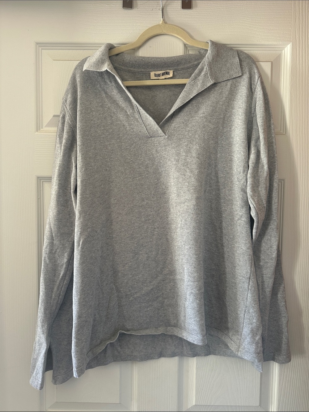 Djerf Avenue Light Gray Collared Pullover Sweater